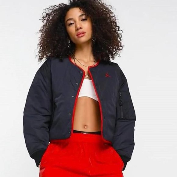 Nike Air Jordan Flight Cropped Bomber Reversible Jacket - Picture 2 of 11